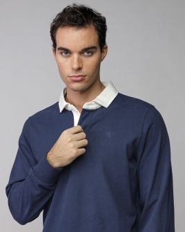 BLUE MEN'S LONG SLEEVE POLO SHIRT 1D25FW4010LS0104