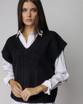 BLACK WOMEN'S KNITTED VEST 2D25FW6550SL1101