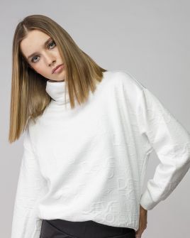 WHITE WOMEN'S JACQUARD SWEATER 2D25FW4596LS1201