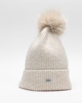 BEIGE WOMEN'S KNITTED BEANIE 2D25FW8515HA1101