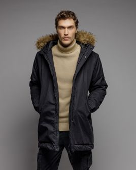 BLACK MEN'S LONG COAT 1D25FW3005KA1600