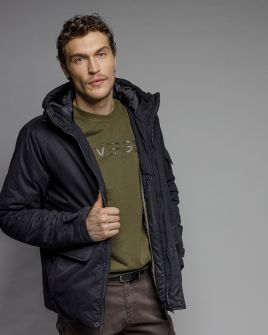 BLACK MEN'S COAT 1D25FW3006KA1600