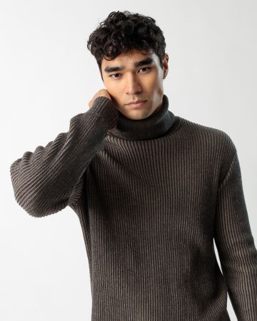 BROWN MEN'S KNITTED SWEATER 1D23FW6004LS1101