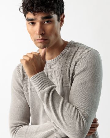 GREY MEN'S KNITTED SWEATER 1D23FW6011LS1124