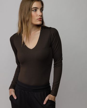 BROWN WOMEN'S LONG SLEEVE BODYSUIT 2D25FW4565BD0205