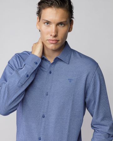 BLUE MEN'S PIQUE SHIRT 1D25FW5004LS2405