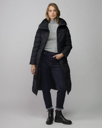 BLACK WOMEN'S LONG WINTER COAT 2D25FW3577KA1600