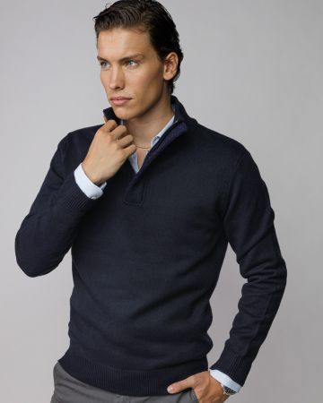 BLUE MEN'S KNITTED SWEATER 1D25FW6033LS1101