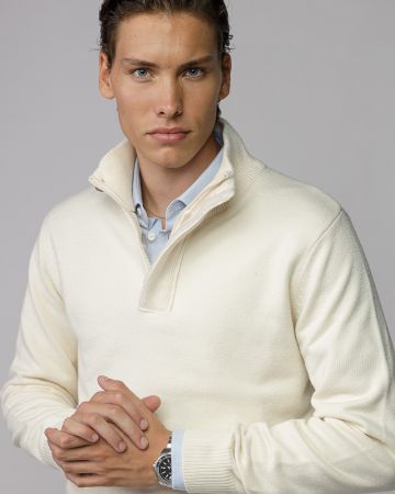 WHITE MEN'S KNITTED SWEATER 1D25FW6033LS1101