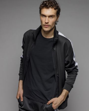 BLACK MEN'S ZIP SWEATER 1D25FW4087KA0701